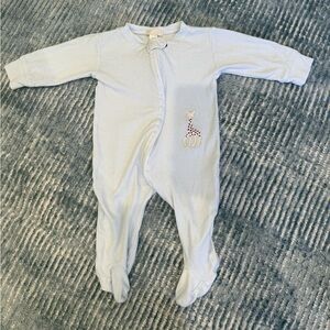 Kissy Kissy Light Blue Striped Footie with Giraffe